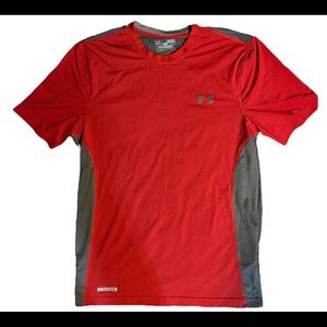 Red & Grey Under Armour Heat Gear Shirt (M)